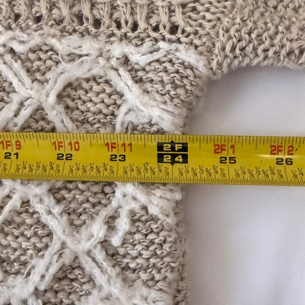 Lucky Brand Open Front Fringe Knit Cardigan Sweater Beige XL - Picture 14 of 15